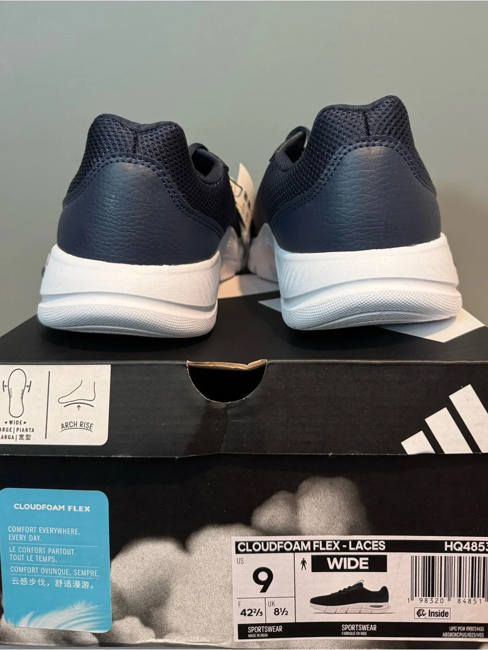 adidas cloudfoam flex Navy Blue Mesh Men's Casual Sneakers-MINOR GLUE STAIN